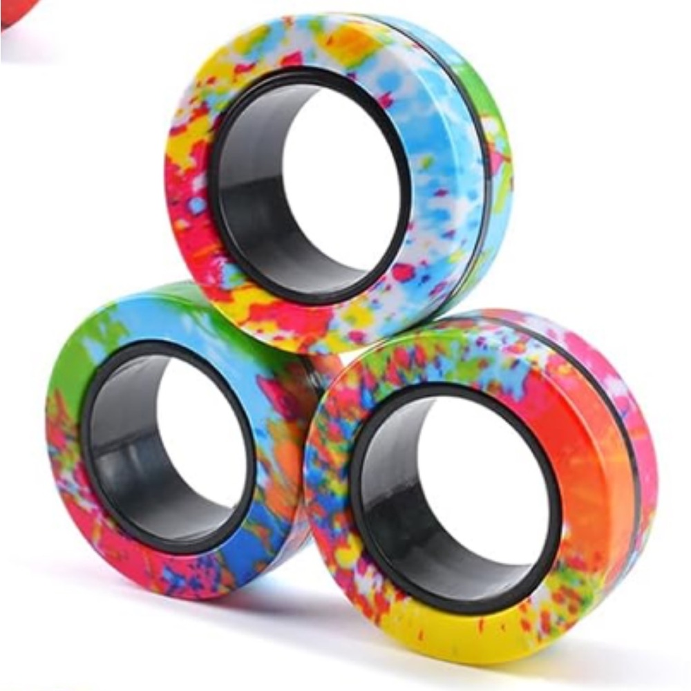 Colorful Splash Magnetic Fidget Rings set of 3